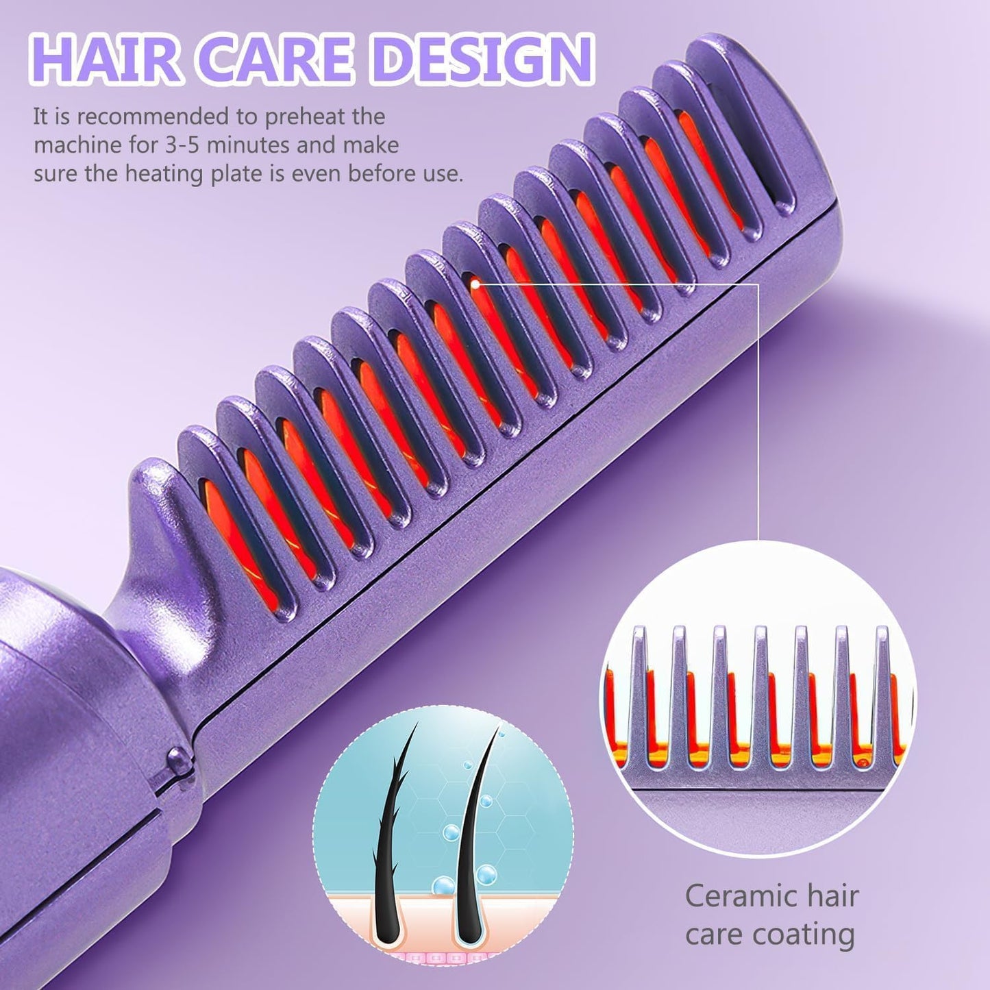 Rechargeable Hair Straightener Brush For Women