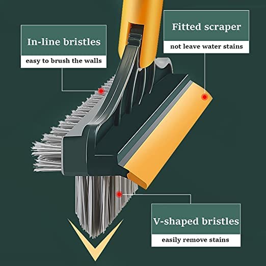 2-in-1 Bathroom Cleaning Brush with Wiper - Long Handle 120° Rotate Toilet Brush