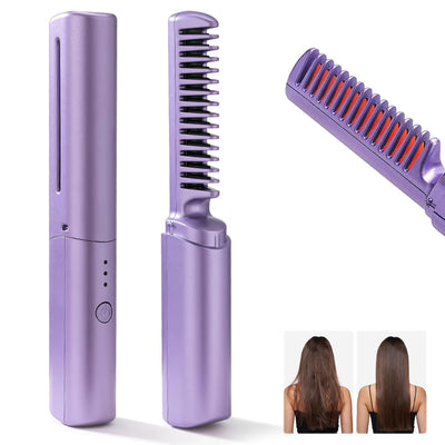 Rechargeable Hair Straightener Brush For Women