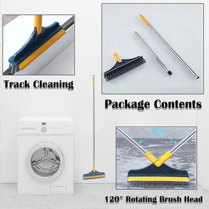 2-in-1 Bathroom Cleaning Brush with Wiper - Long Handle 120° Rotate Toilet Brush