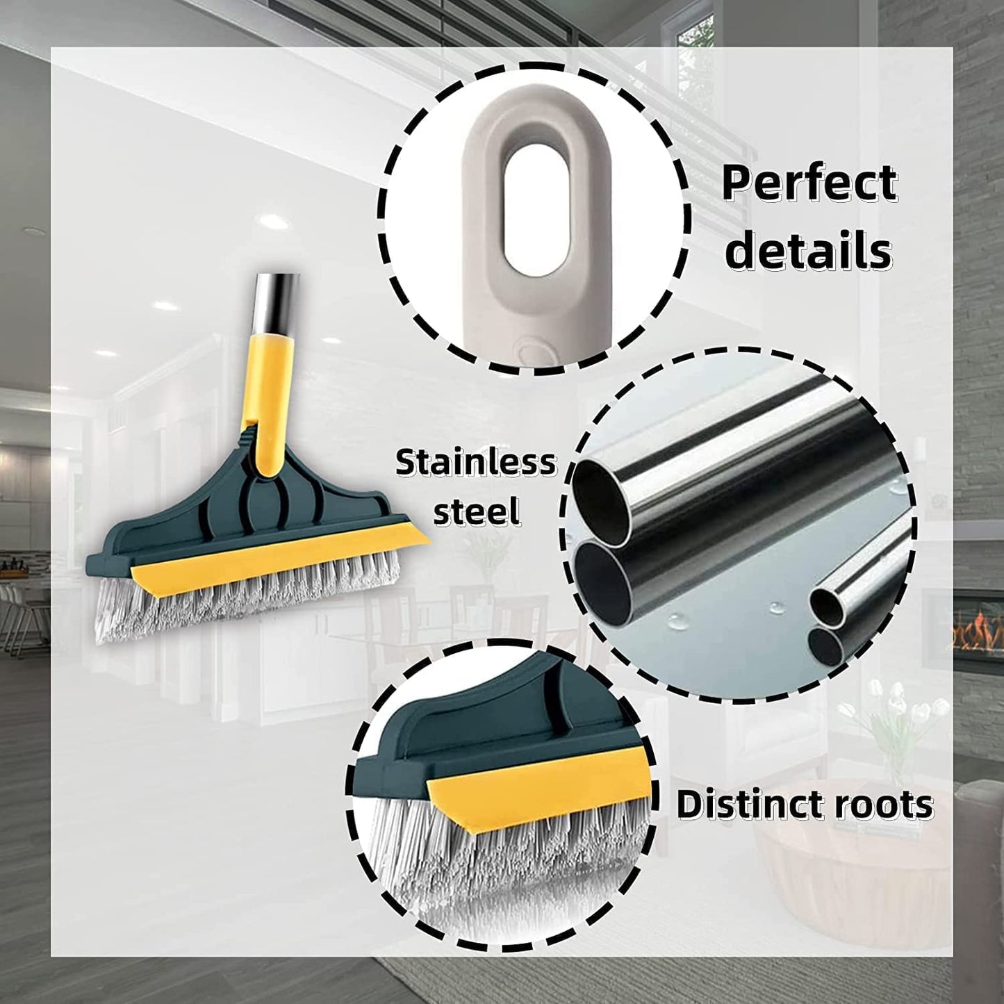 2-in-1 Bathroom Cleaning Brush with Wiper - Long Handle 120° Rotate Toilet Brush