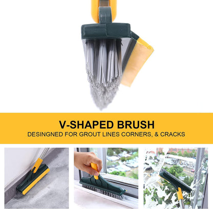2-in-1 Bathroom Cleaning Brush with Wiper - Long Handle 120° Rotate Toilet Brush